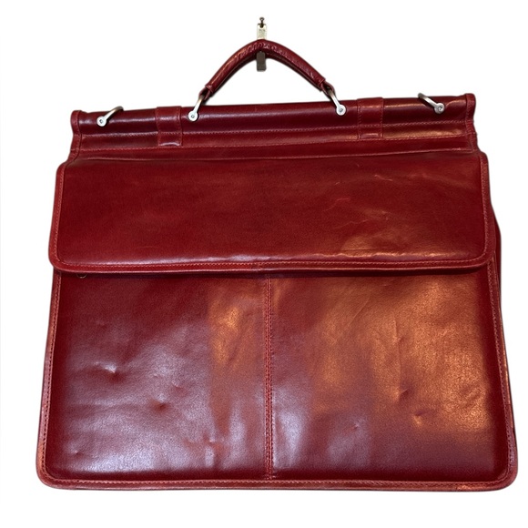Wilson's Leather Burgundy Red Briefcase Laptop Work Bag Office Academia Boss - Picture 3 of 12